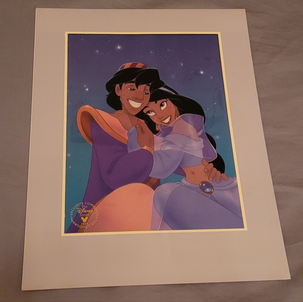 Aladdin and Jasmine lithograph